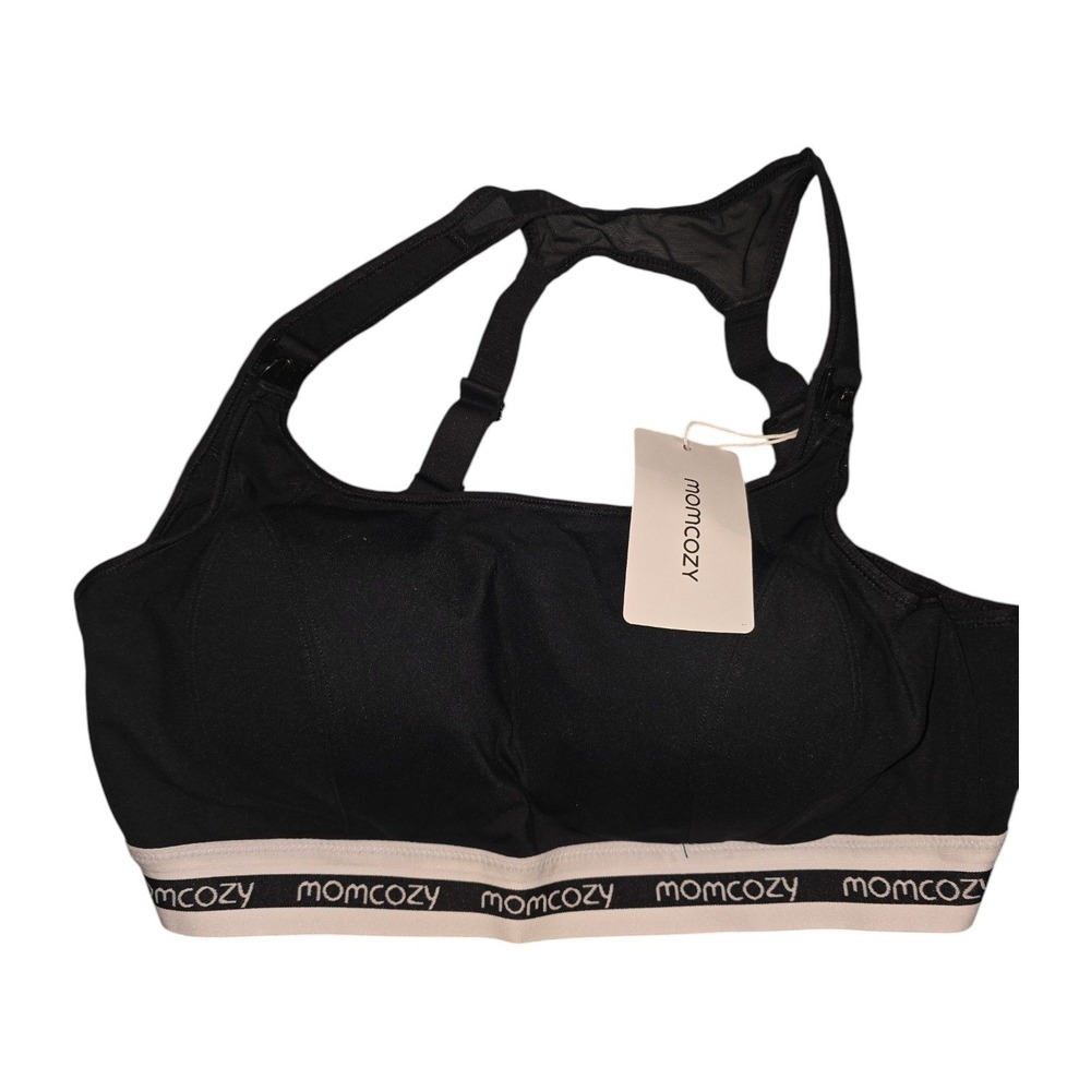 Momcozy Nursing Sports Bra Black 2XL Plus Racerback Maternity Activewear NWT